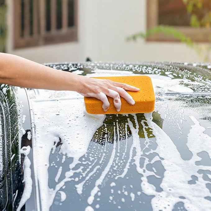 24 Pcs Large Cleaning Sponges Bulk, 7.6 x 5.3 x 1.9 Inch Yellow Reusable Grout Sponge Super Absorbent Non-Scratch Car Wash Sponges for Car, Floors, Windows, Dishes Cleaning
