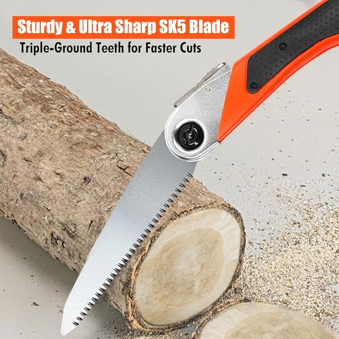 Toolux 5.9 Inch Folding Saw, SK-5 Steel Pocket Hand Saw for Wood, Hunting and Camping, Pruning Saw for Cutting Branches and Tree Limbs on Backpacking & Bushcraft Trips, With Carry Case