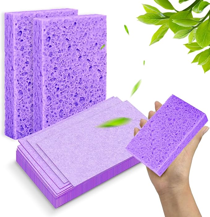 24 - Pack Non-Scratch Scrub Sponges - Sponges for Dishes and Washing Dishes, Cleaning Sponges for Kitchen Home and More（Purple）