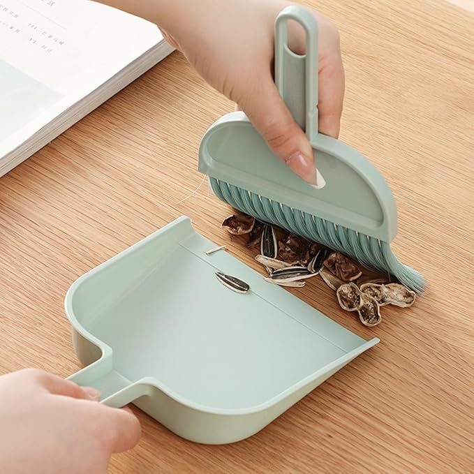 Yardwe Mini Broom and Dustpan Set Portable Small Desk Cleaning Tools 2 Sets Blue and Pink Home Accessory for Desktop and Office Use