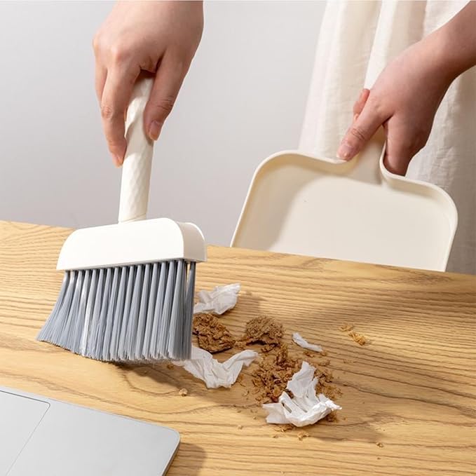 Mini Broom and Dustpan Set - Compact Cleaning Kit for Home, Car, Camping, Pet Hair, Small Spaces & Travel | Durable Hand Broom Dustpan Combo | Portable Desk Set with Brush and Hook