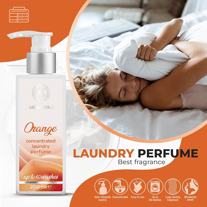 Concentrated Orange Laundry Scent Booster – 200 ml – Liquid Laundry Fragrance – Linen Freshener – Fresh Citrus Aroma for Washing and Home Use