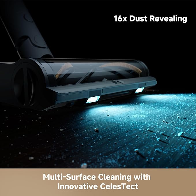 DREAME Cordless Stick Vacuum R20 Pure, 150AW Powerful Suction, Celeste LED Illumination, Anti-Tangle, Hard Floor & Carpet Cleaning, Up to 90Min Runtime, LED Screen, Lightweight, Versatile Attachments