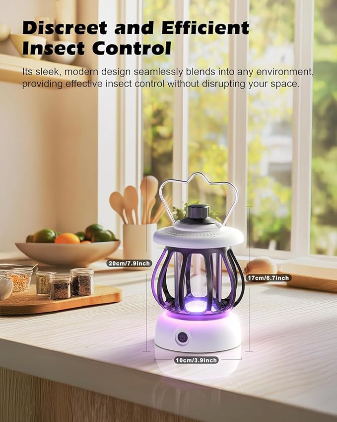 Flying Insect Trap, Fruit Fly Traps for Indoors & Outdoor Rechargeable, Quite Operation Fly Trap (1Device + 10Refills)