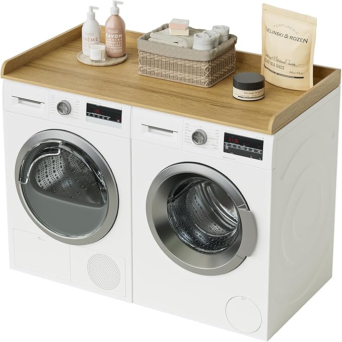 Washer Dryer Countertop, Laundry Room Organization and Storage, 27.6" x 54" Wood Laundry Countertop for Washer and Dryer, Natural