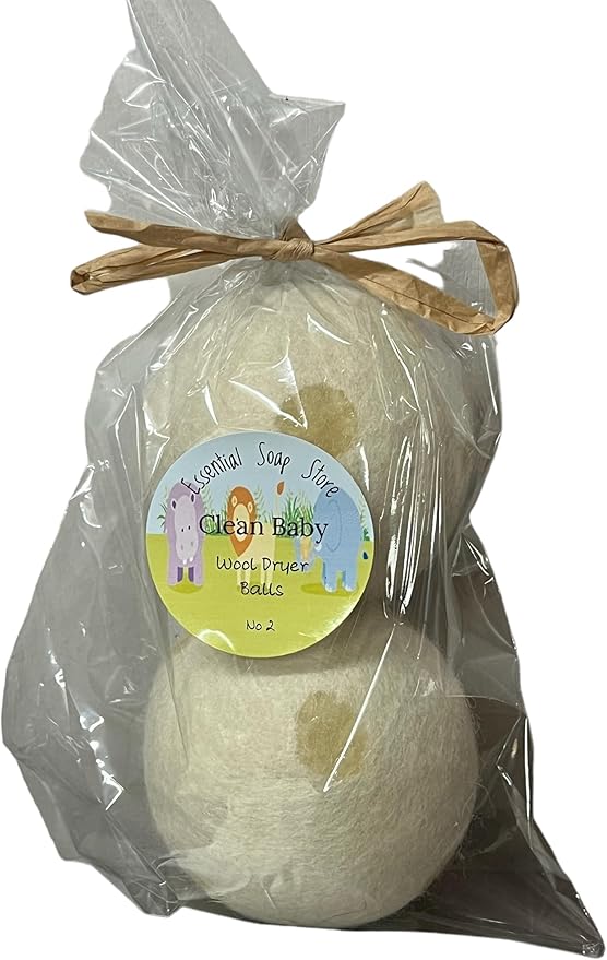 Fragrant, Natural Fabric Softener 100% Organic Premium New Zealand Wool, No Fillers, Anti Static, Lint Free, White 2 Count. (Clean Baby)