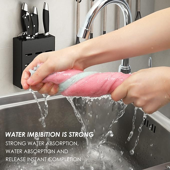 Rachan 22 Pack Kitchen Dish Cloths, Reusable Dish Towels, Nonstick Oil Washable Fast Drying, Super Absorbent Coral Velvet Cleaning Cloths for Cleaning Tableware, Kitchen, Bathroom (Pink-grey-10 x 6")