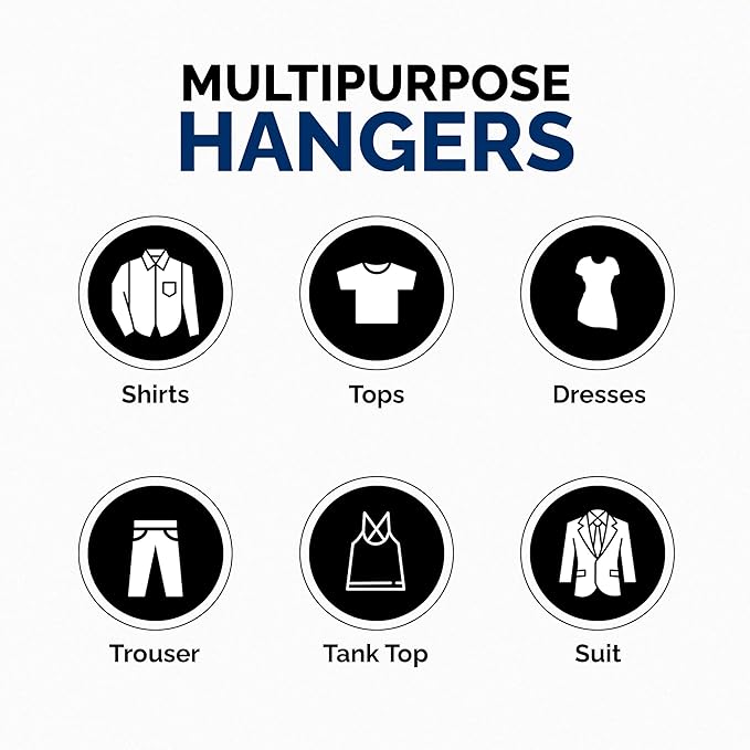 Closetselect Plastic Hangers 50 Pack - Space Saving Clothes Hangers, Made in USA, Durable & Strong Plastic Shirt & Coat Hanger with Notches & Shoulder Grooves, Non-Slip Clothing Hangers | Black