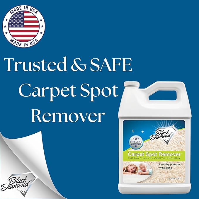 Black Diamond Stoneworks carpet and upholstery cleaner: this fast acting deep cleaning spot and stain remover spray also works great on rugs, couches, and car seats. (4-gallons)