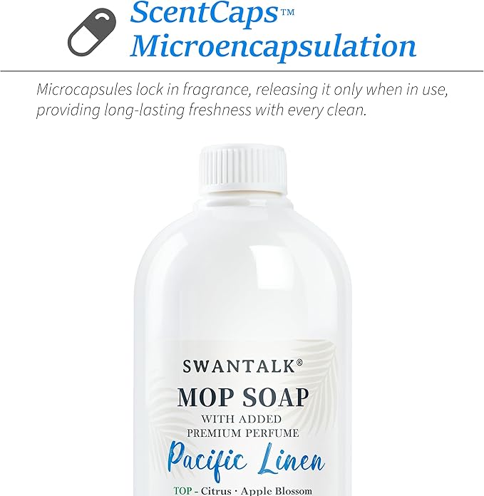 Mop Soap with Long Lasting Premium Perfume, 4X Concentrated Floor Cleaner, Multi Surface Solution for Hardwood, Tile, LVP, Laminate, Pet Friendly, 32 fl oz (Pacific Linen)
