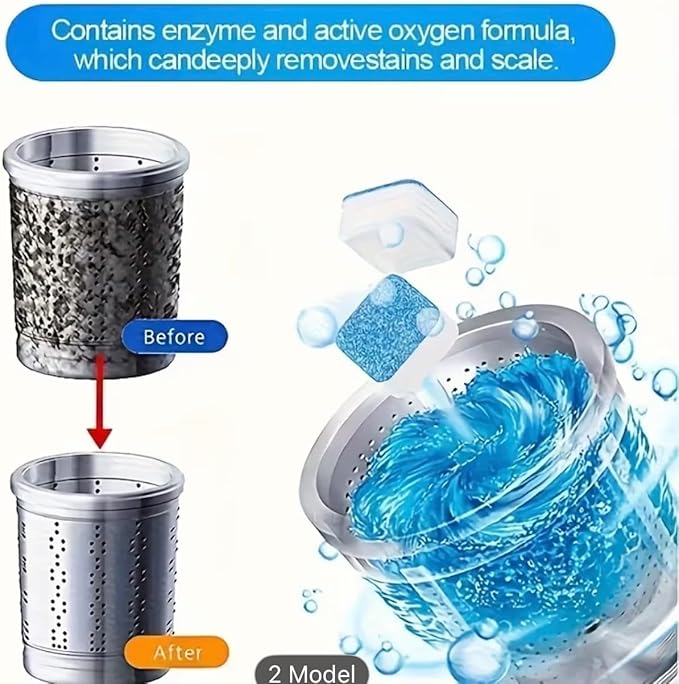 QYQOST Washing Machine Cleaner Descaler, Deep Cleaning Tablets, 25 Count, HE Front Loader and Top Load Compatible, Septic Safe Deodorizer
