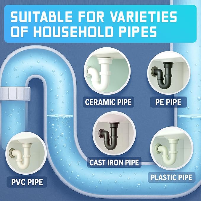 Pipeline Dredging Agent, Powerful Drain Cleaner Agent, Kitchen Unblocker, Sink and Drain Cleaner Powder for Kitchen Toilet Pipeline Quick Cleaning Tool