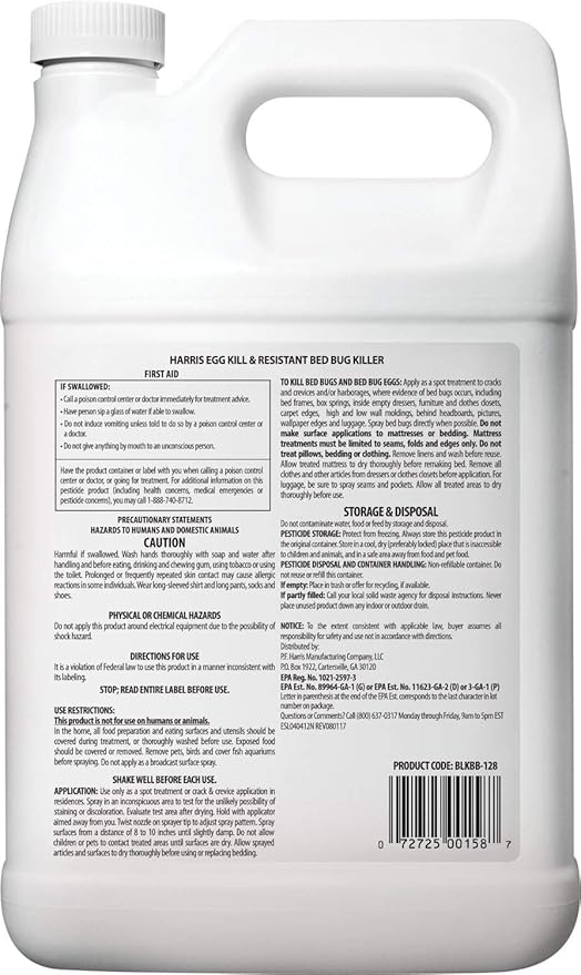 Harris Toughest Bed Bug Killer, Liquid Spray with Odorless and Non-Staining Extended Residual Kill Formula (Gallon)