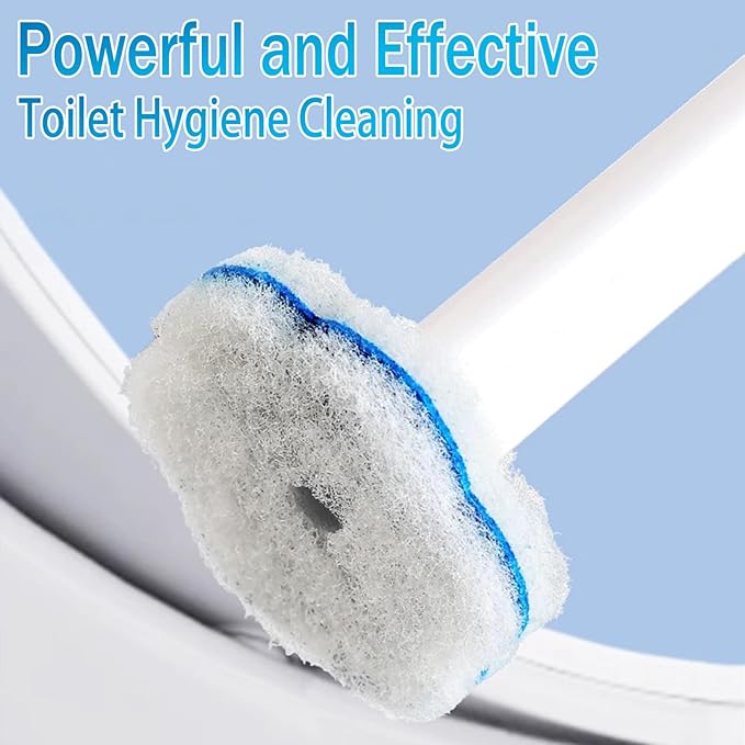 Disposable Toilet Brush and Holder Set with 48 Toilet Cleaner Refills，Toilet Wand Kit with Toilet Brush Refill Pads Disposable Toilet Cleaning System for Toilet Bowl，Bathtub，Bathroom - White