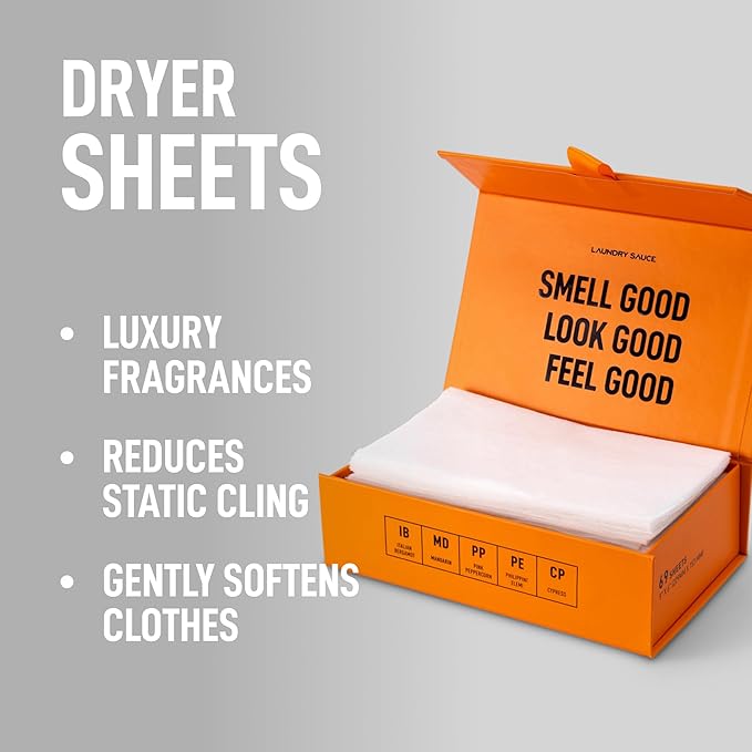 Laundry Sauce - 02 Sets of Luxury Scented Laundry Dryer Sheets Bundle (Australian Sandalwood and Italian Bergamot), Premium Dryer Sheets with High-End, Sophisticated Fragrances