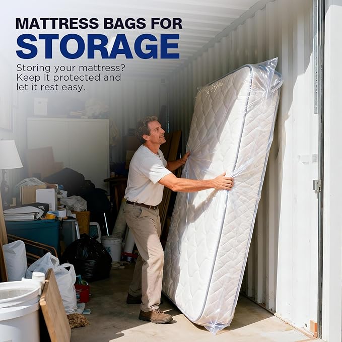 2 Pack Mattress Bags for Moving & Storage - 107" x 78" x 14'' for King / Queen Size, Waterproof & Tear-Resistant, 2.0 MIL Heavy Duty Mattress Cover Moving Supplies