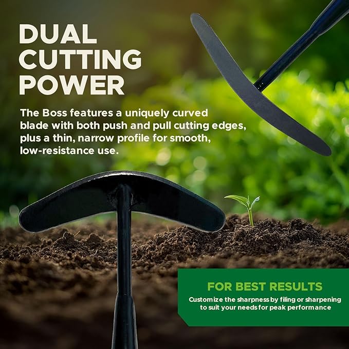 Weeder Tool for Lawn & Garden - Garden Cultivator Long Handle for Large Areas, Gardening Hand Weeding Tools, Long Weed Puller Tool Lawn Cultivator for Grass, Flower Beds or Backyard - KWIK EDGE Boss