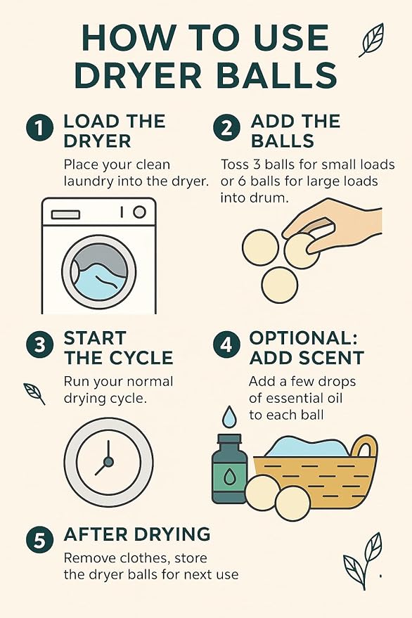Laundry Wool Dryer Balls | Natural Fabric Softener – Reusable, Eco-Friendly, Reduces Drying Time – Wool Balls Replaces Dryer Sheets - 3 XL Pack - Laundry Balls for Dryer