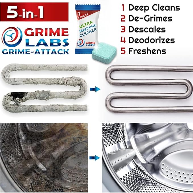 Washing Machine Cleaner Ultra – Pet Owners Edition | Deep Cleaning & Freshening | Removes Odors & Residue from Pet Laundry | Front & Top Load Washers HE Supported | 24 Tablets 1 Year Supply GRIME LABS
