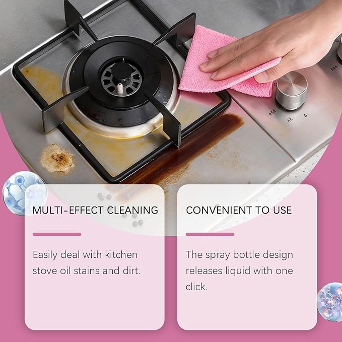 Kitchen Cleaner Spray, No-Scrub Cleaning Power, 7.5x4.7x17cm, Dirt Clean Spray, All Purpose Stain Removal, Efficient Grime Elimination, For Counter Cabinet Barbeque