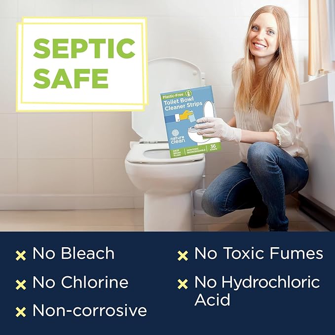 Nature Clean Natural Toilet Bowl Cleaners Strips 3 x 45 count, Plastic-Free Packaging, Refresh Toilets & Bathroom. No Splash.