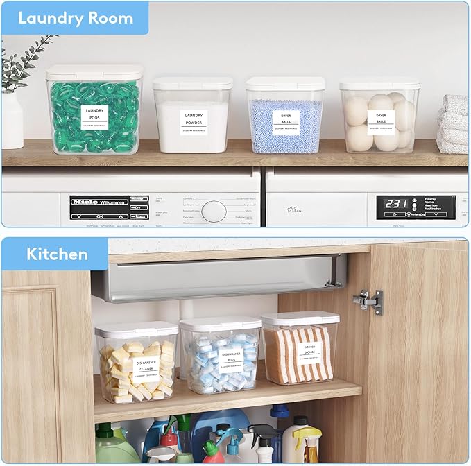 Lifewit Laundry Pods Container with Pop-up Lid, Laundry Room Organization, Dryer Sheet Holder for Washing Powder Scent Booster Beads, 2700 +4500ml/0.72+1.2gal,2 Pcs