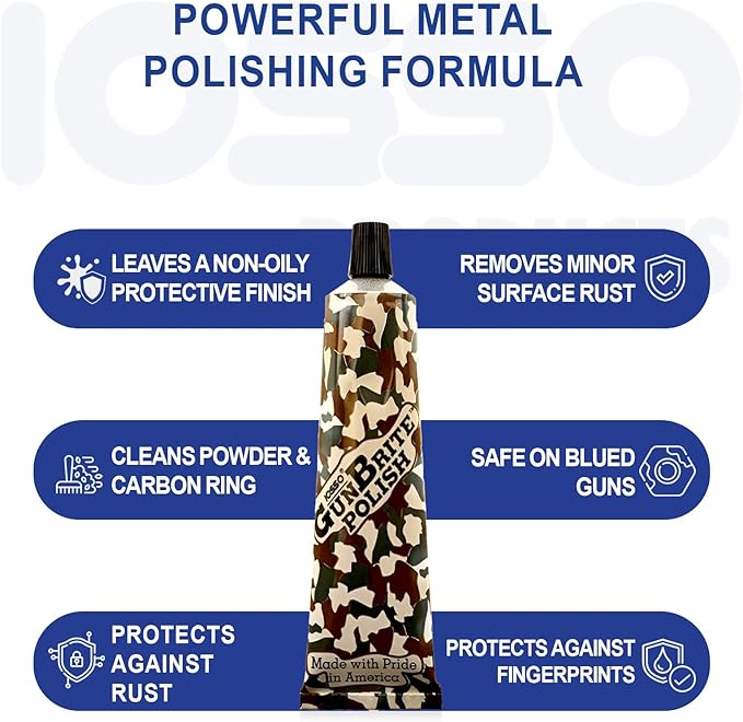 Iosso GunBrite Polish 10202 – Rust Remover and Polishing Cleaner for Guns & Metal – Safe for Stainless Steel, Bluing, Chrome, Nickel – Protective Gun Care Accessory 2 oz Tube – Made in USA