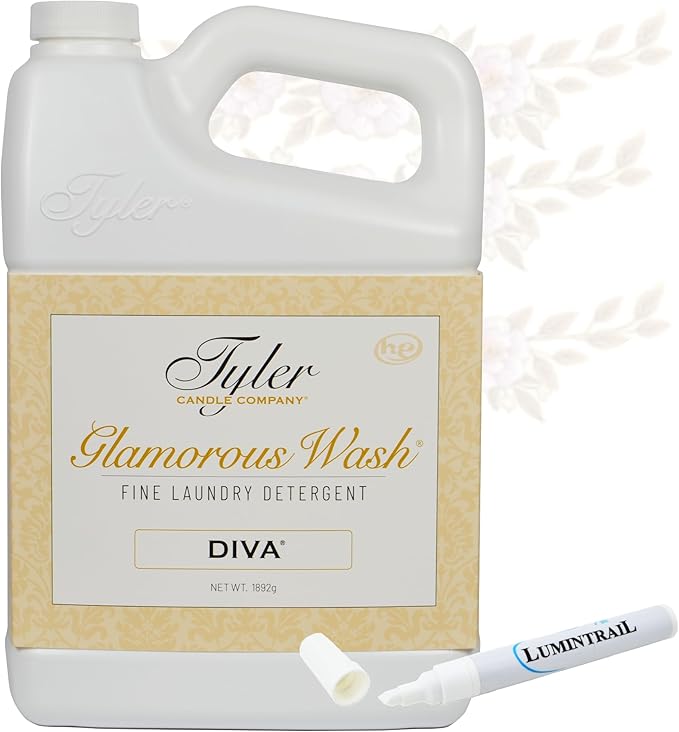Tyler DIVA Glamorous Wash Laundry Detergent- 64 oz. - With Stain Remover Pen - DIVA Wash Liquid Detergent Designed for Sensitive Fabrics - Hand and Machine Washable