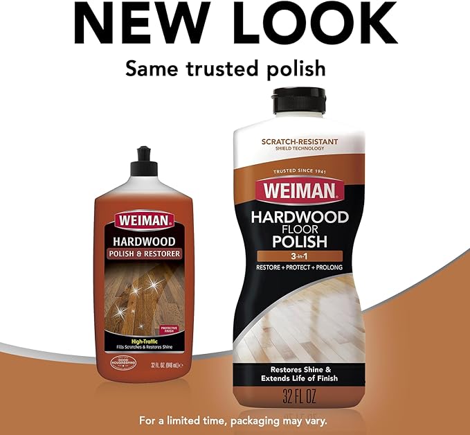 Weiman Wood Floor Polish and Restorer 32 Oz 3PC Bundle - High-Traffic Hardwood Floor, Natural Shine, Removes Scratches, Leaves Protective Layer