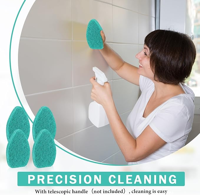 Baderke 4 Pcs Tub Tile Scrubber Cleaning Brush Pads (Without Handle) Compatible with Qaestfy Non-Scratch Scouring Pads Scrub Brush for Shower Bathroom Buildup Toilet Wall Floor(Green)
