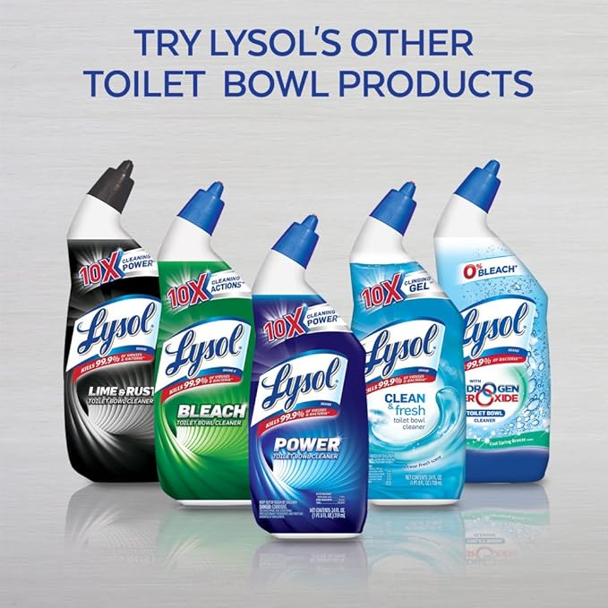 Lysol Toilet Bowl Cleaner Gel, For Cleaning and Disinfecting, Stain Removal, Forest Rain Scent, 24oz (Pack of 4)