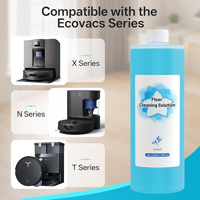 Floor Cleaning Solution Compatible with Ecovacs Cleaning Solution, Residue & Streak Free, Suitable for All Robot Vacuum Cleaners and Wireless Wet Dry Dual-Use Vacuum Cleaners