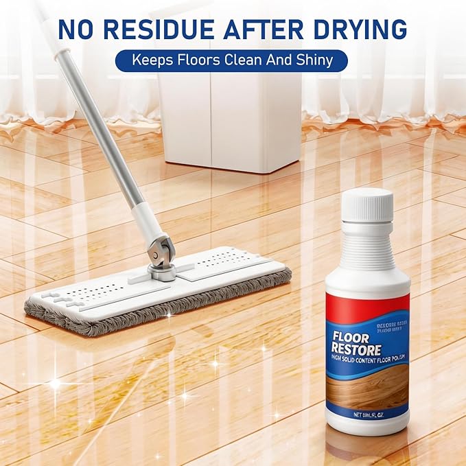 2Pcs Floor Restore Cleaner & Polish,High Solid Content Floor Polish For Shine Renewal & Protective Layer,Helps Conceal Small Scratches,Quick-Drying Protective Finish For Tile,Shine Wood-300ml