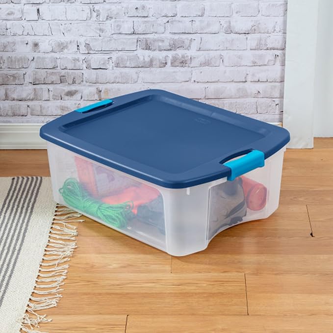 Sterilite 24-Pack Latch and Carry, Clear Plastic Storage Bins with Latching Lids and Full-Grip Handles, 12 Gallon