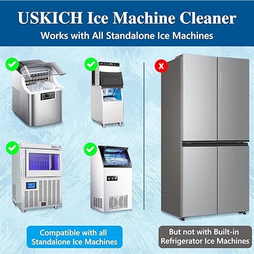 USKICH 4 Pack Ice Machine Cleaner Maker Descaler-68 fl oz Nickel Safe Descaler,Ice Maker Cleaner Solution Compatible with Ice Machine Brands Scotsman,KitchenAid,Hoshizaki