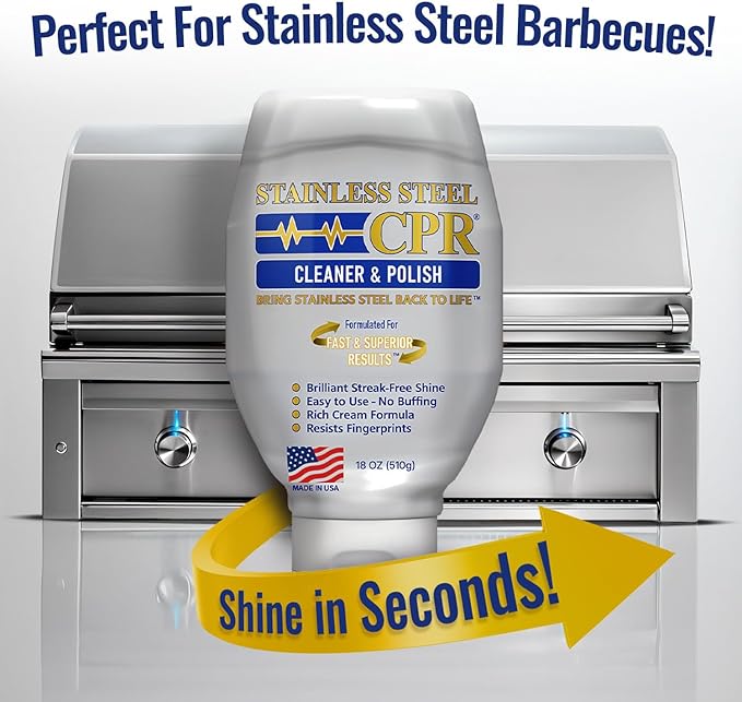 Stainless Steel CPR 18oz- 2-in-1 Kitchen Stainless Steel Cleaner and Polish for Appliances- Cleaner Removes Fingerprints, Water Marks and Grease. Refrigerator Cleaners, Stoves, & Dishwashers