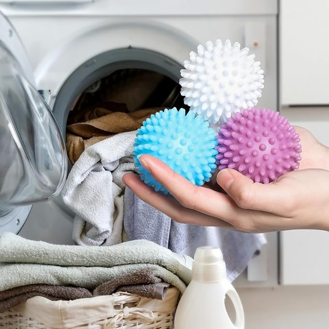 Laundry Balls, 4Pcs PVC Laundry Scrubbing Balls for Washing Machine, 2.5In Reusable Washer Laundry Dryer Balls for Reducing Clothing Wrinkles, Better Clean (4)