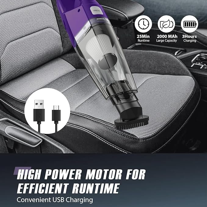 Bossdan Handheld Vacuum Cordless – Car Vac Portable with 8KPA & Multi Accessories & Low Noise, Lightweight Hand Held Vacuum Cordless Rechargeable for Car/Home/Dust/Pet Hair, Mine Portable Vacuum