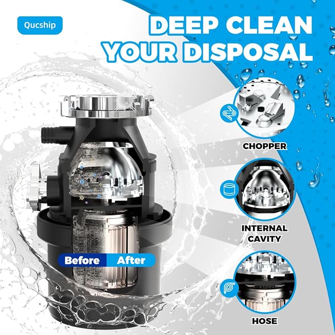 Garbage Disposal Cleaner and Deodorizer Tablets - 24 Pack, Powerful XXL Foaming Disposal Cleaner - Citrus Scented Foam, Natural Garburator & Sink Freshener, Septic Safe Kitchen Drain Cleaning Care
