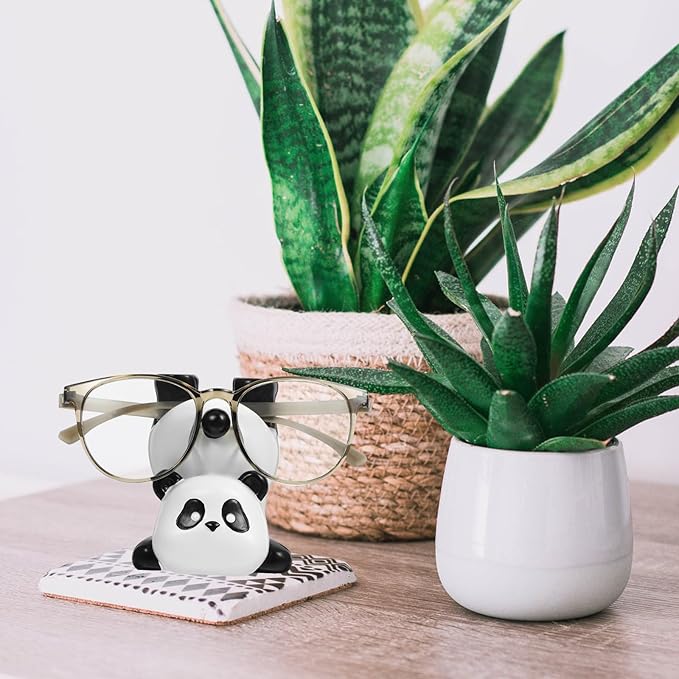 Garneck Resin Animal Glasses Holder Panda Eyeglass Stand for Sunglasses Display Figurine Decor for Home and Desk Secure Eyewear Organizer for Panda Lovers