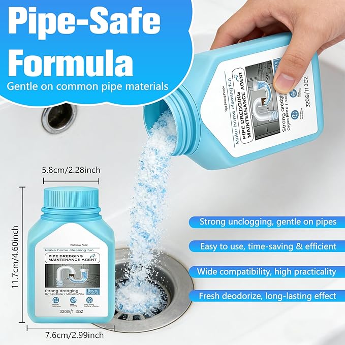 Drain Clog Remover Powerful, Sink Drain Hair Clog Remover Cleaner, Strong DrainCleaner for Kitchen, Shower Pipes and Drains