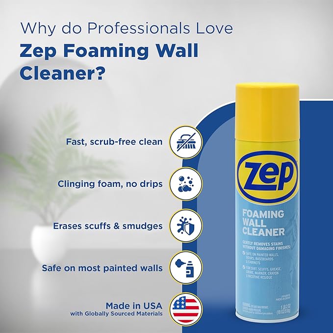 Zep Foaming Wall Cleaner - 18 oz (Case of 4) ZUFWC18 - Removes Stains Without Damaging Finishes