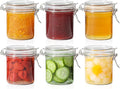 ComSaf 8oz Glass Jars with Airtight Lids (Set of 6), Cylindrical Jelly & Spice Jars for Pantry Organization, 240ml Small Canisters with Wire Clamp for Sourdough Discard, Jam, Honey & More