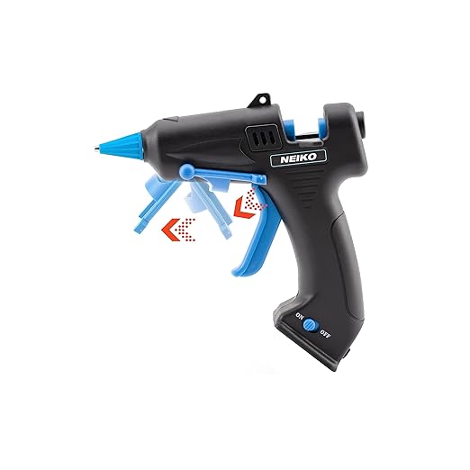 NEIKO 02660A Cordless Glue Gun, 15W Rechargeable Hot Glue Gun, 10 Glue Sticks Included, Wireless Anti Drip Nozzle Mini Glue Gun with Stand for Arts and Crafts, Mini USB Charging Port, Insulated Nozzle