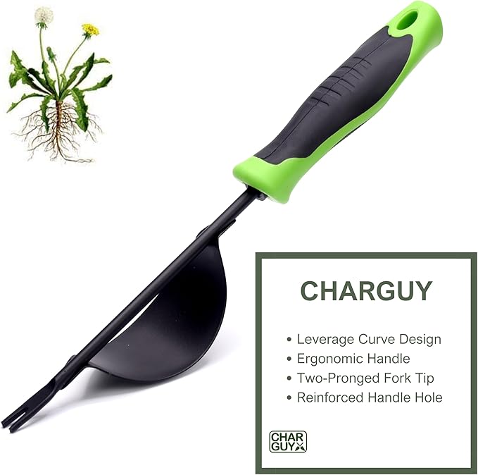 Weeding Tool, Heavy-Duty Weeder, Leverage Design Weed Puller Tool Removal and Deep Digging, Ergonomic Handle and Two-Pronged V-Shaped Fork