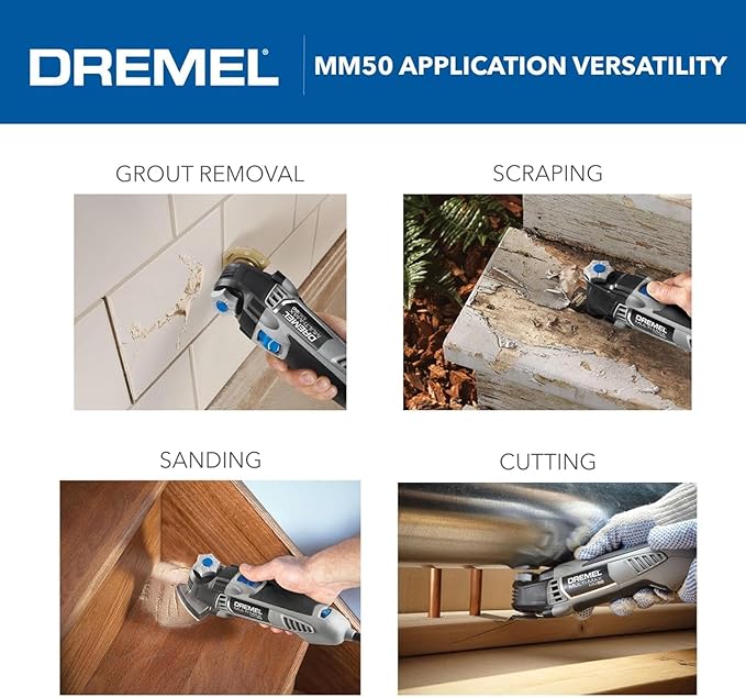 Dremel Multi-Max MM50-02 5 Amp Variable Speed Corded Oscillating Multi Tool Kit with 16 Accessories and Storage Bag - Ideal for Metal & Wood Cutting, Sanding, and Box Cutouts