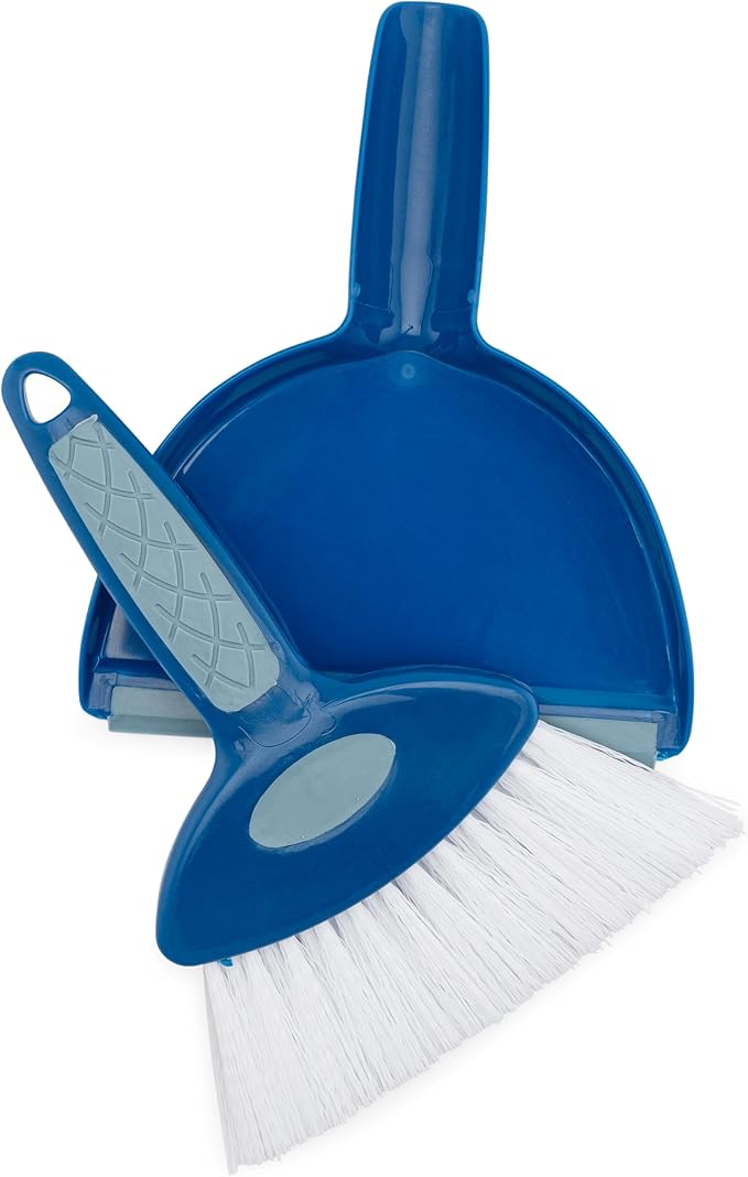 Small Broom with Snap-on Dust Pan, Blue Hefty Durable (1)