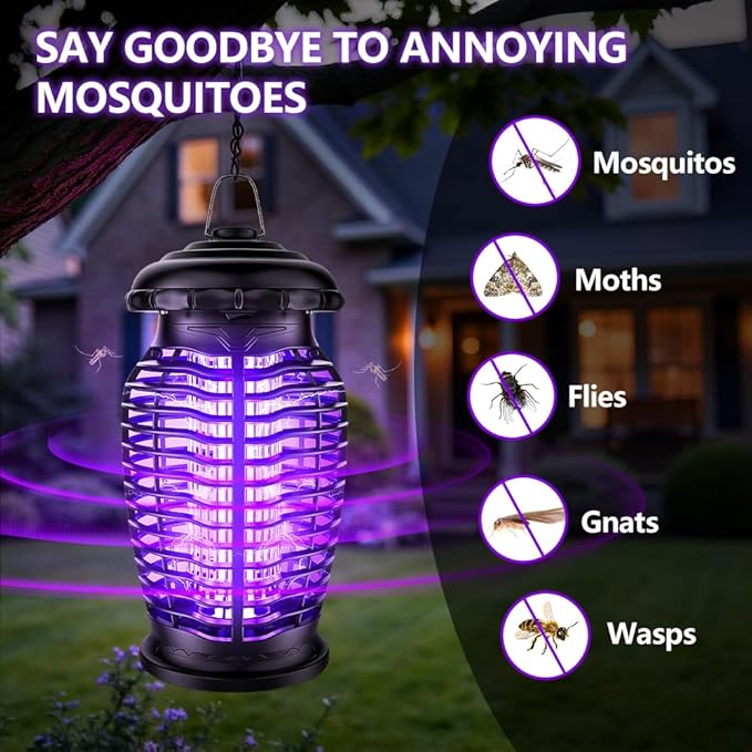 Bug Zapper Indoor & Outdoor, 4200V Mosquito Zapper, 15W Fly Zapper, Mosquito Killer, Fly Traps, Flying Insects Zapper Indoor Outdoor
