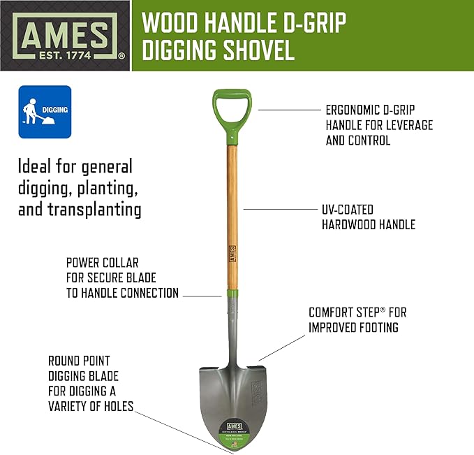 AMES 3-pc. Small Spaces Gardening Kit with Border Spade, Digging Fork, and Round Point Shovel
