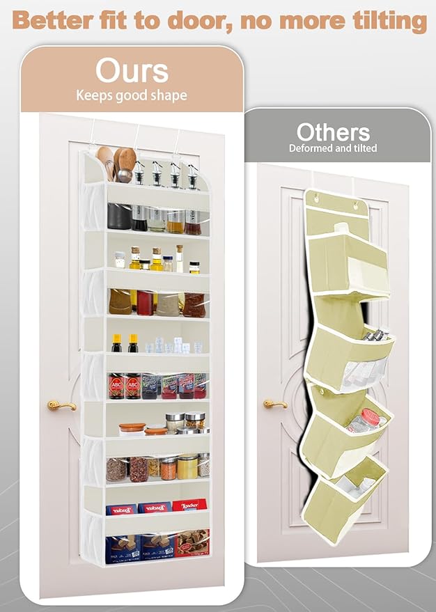 TAHAVICE 2 Pack Over The Door Storage Organizer with 5 Pockets 10 Mesh Pockets, 44 lbs Weight Capacity Door Hanging Organizers and Storage for Bedroom,Bathroom,Nursery,Kidroom,Babyroom